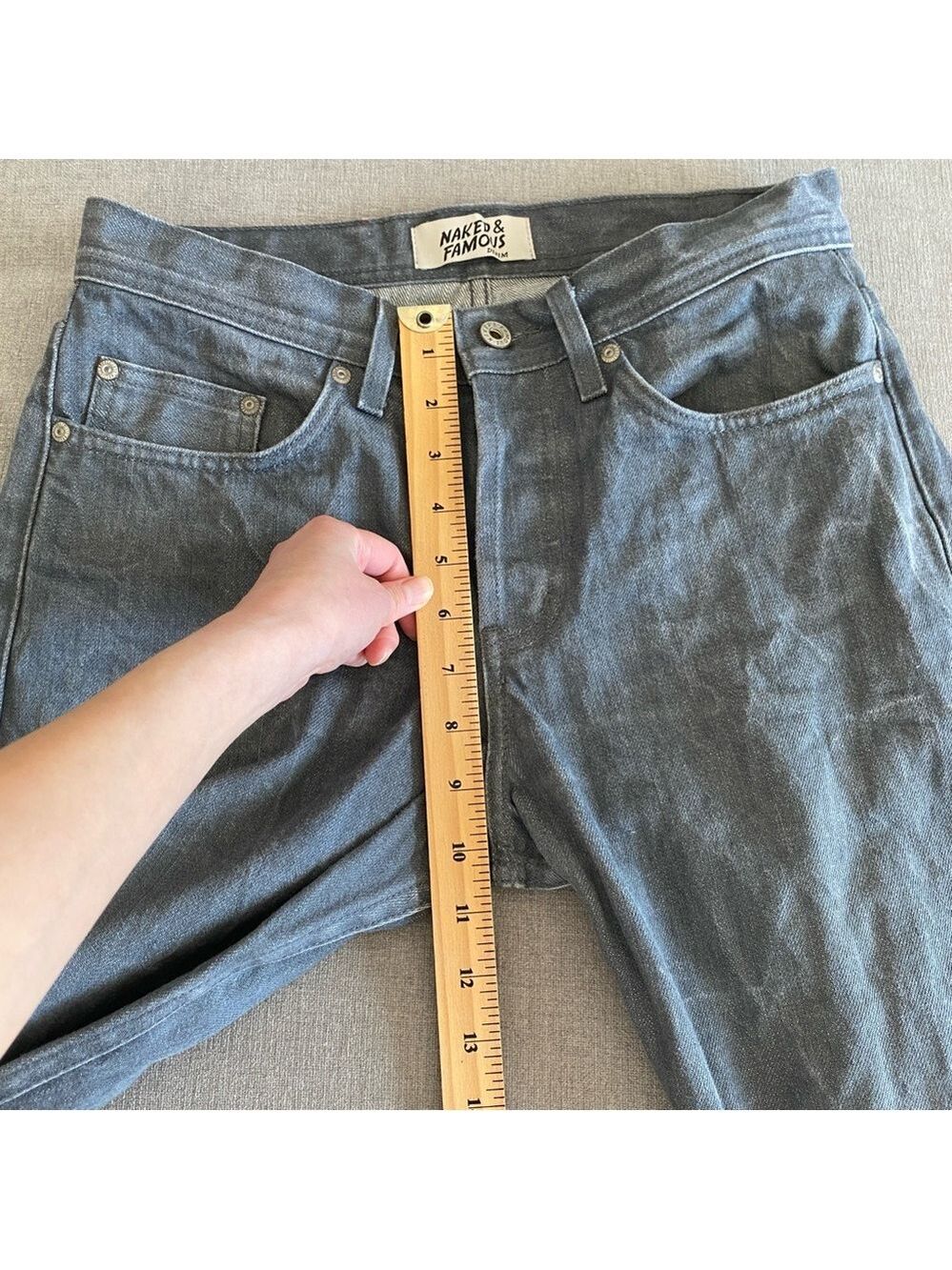 Naked & Famous Weird Guy Grey Selvedge Raw Denim Jeans Mens Sz 30 - Picture 13 of 14